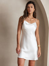[Blanc] SilkSilky-FR Sleeveless Cowl Neck Robes 003