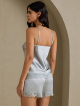 [Bleu Grisâtre] SilkSilky-FR Sleeveless V Neck Ensemble Camisole 002