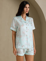 [Fleurs Ciel] SilkSilky-FR Short Sleeve Notch Collar Femme Pyjamas 003