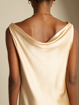 [Champagne] SilkSilky-FR Sleeveless Cowl Neck Robes 004