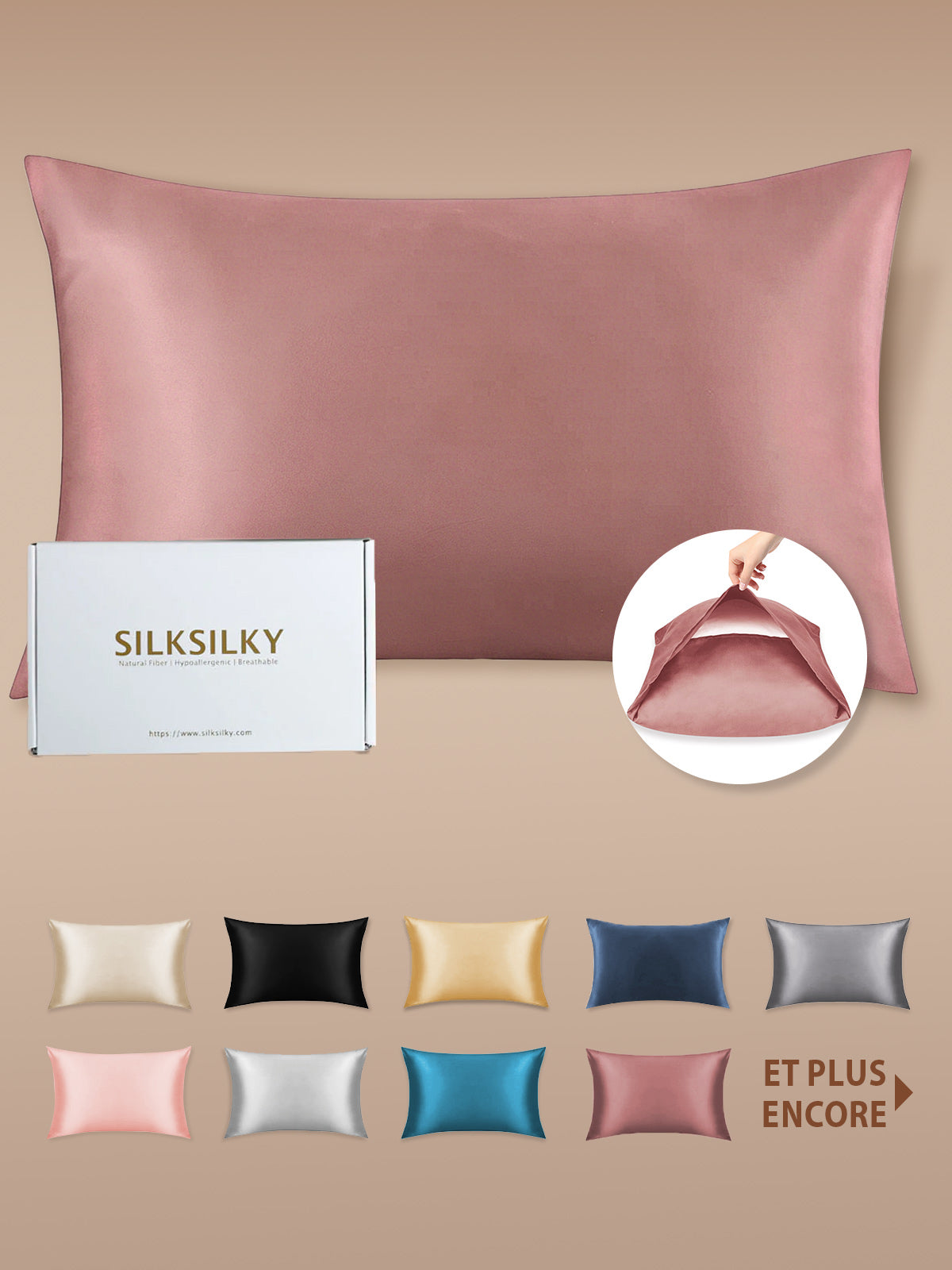 [Mauve Pâle] SilkSilky-FR 19Momme Taies d'Oreiller 001