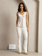 [Gris Clair] SilkSilky-FR Sleeveless V Neck Top À Fines Brides 004