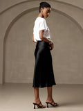 SilkSilky-FR 19Momme Pure Soie Skirt Noir 002