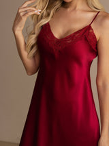 [Rouge Vineux] SilkSilky-FR Sleeveless V Neck Chemises de nuit 008