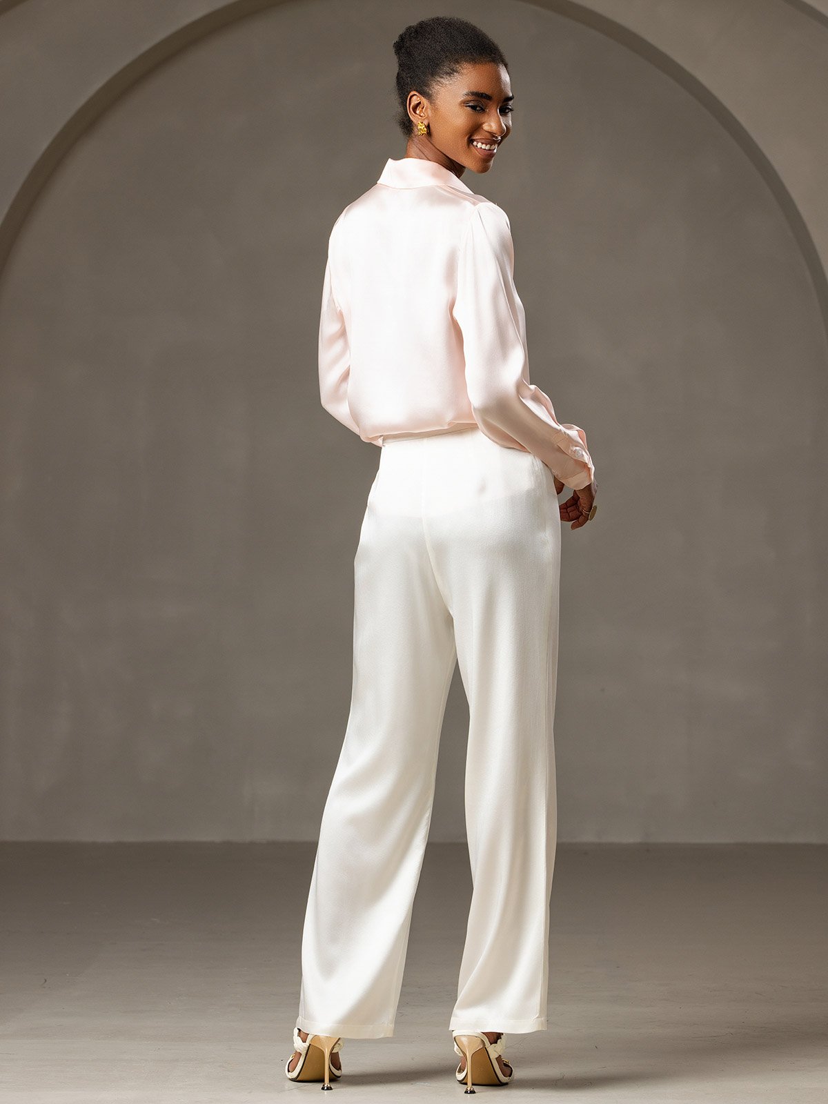 [Blanc] SilkSilky-FR 19Momme Soie Womens Pants 005