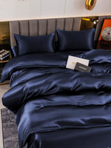 [Bleu Foncé] SilkSilky-FR 19Momme Parure de Lit Soie 004