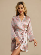 [Rose Cœur Geo] SilkSilky-FR Manches longues Femme Peignoir 005