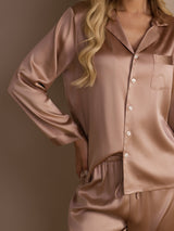 [Toscane] SilkSilky-FR Long Sleeve Lapel Collar Femme Pyjamas 004