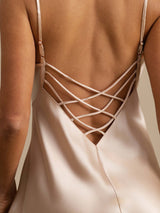 [Rose] SilkSilky-FR Sleeveless V Neck Chemises de nuit 005