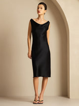 [Noir] SilkSilky-FR Sleeveless Cowl Neck Robes 005