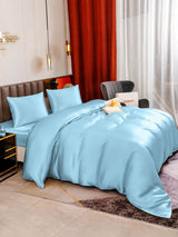 [Bleu Clair] SilkSilky-FR Parure de Lit Soie 006