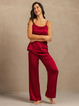 [Rouge Vineux] SilkSilky-FR 19Momme Fines Brides Encolure Dégagée Ensemble Camisole 003