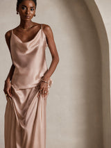 [Toscane] SilkSilky-FR Spaghetti Strap Cowl Neck Top À Fines Brides 003