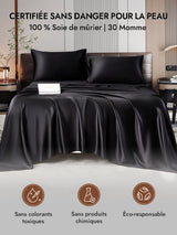 [Noir] SilkSilky-FR 30Momme Taies d'Oreiller 007
