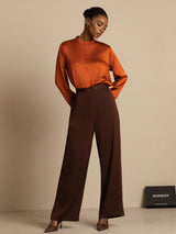 [Caramel] SilkSilky-FR 19Momme Manches longues Col Montant Blouse 007