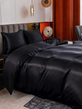 [Noir] SilkSilky-FR Parure de Lit Soie 004