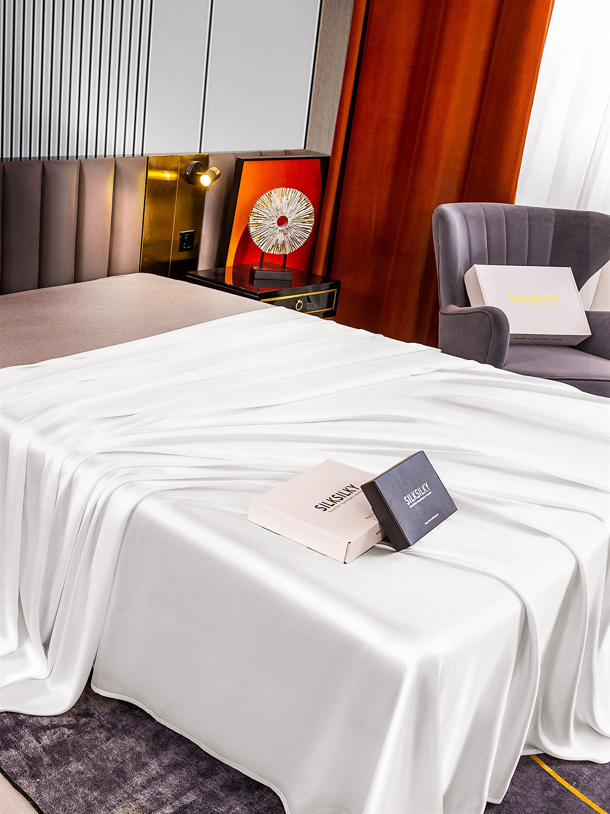 [Blanc] SilkSilky-FR 22Momme Pure Soie Sheet 003