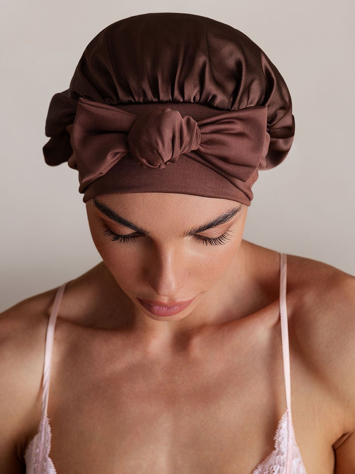 SilkSilky-FR Soie Sleep Cap Café 004