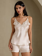 [Beige] SilkSilky-FR Sleeveless V Neck Ensemble Camisole 001
