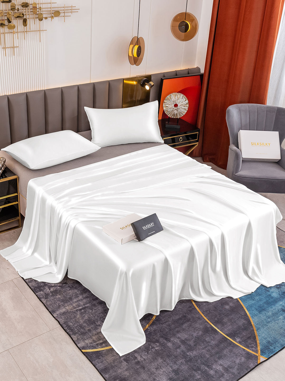 [Blanc] SilkSilky-FR 19Momme Pure Soie Bedding Set 001