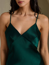 [Vert] SilkSilky-FR Sleeveless V Neck Robes 004