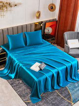[Bleu Royal] SilkSilky-FR Parure de Lit Soie 006