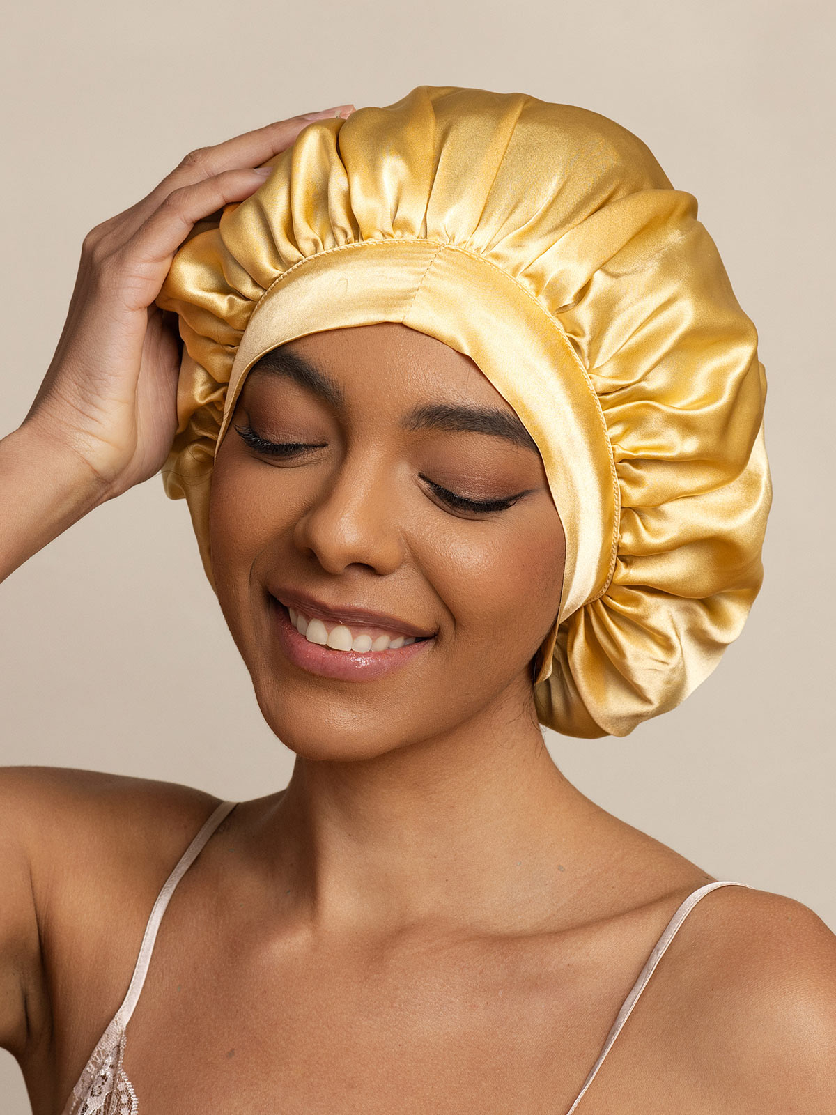 [Champagne] SilkSilky-FR Pure Soie Sleep Cap 002