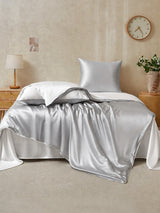 [GrisClair+Blanc] SilkSilky-FR Parure de Lit Soie 002