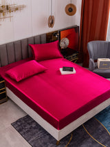 19Momme 3 pièces soie 1x drap housse+2x taies d‘oreiller