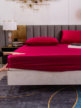 19Momme 3 pièces soie 1x drap housse+2x taies d‘oreiller