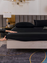 19Momme 3 pièces soie 1x drap housse+2x taies d‘oreiller