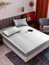 19Momme 3 pièces soie 1x drap housse+2x taies d‘oreiller