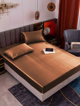 19Momme 3 pièces soie 1x drap housse+2x taies d‘oreiller