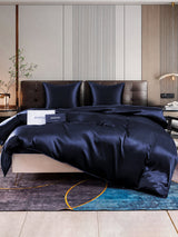 [Bleu Foncé] SilkSilky-FR Parure de Lit Soie 001