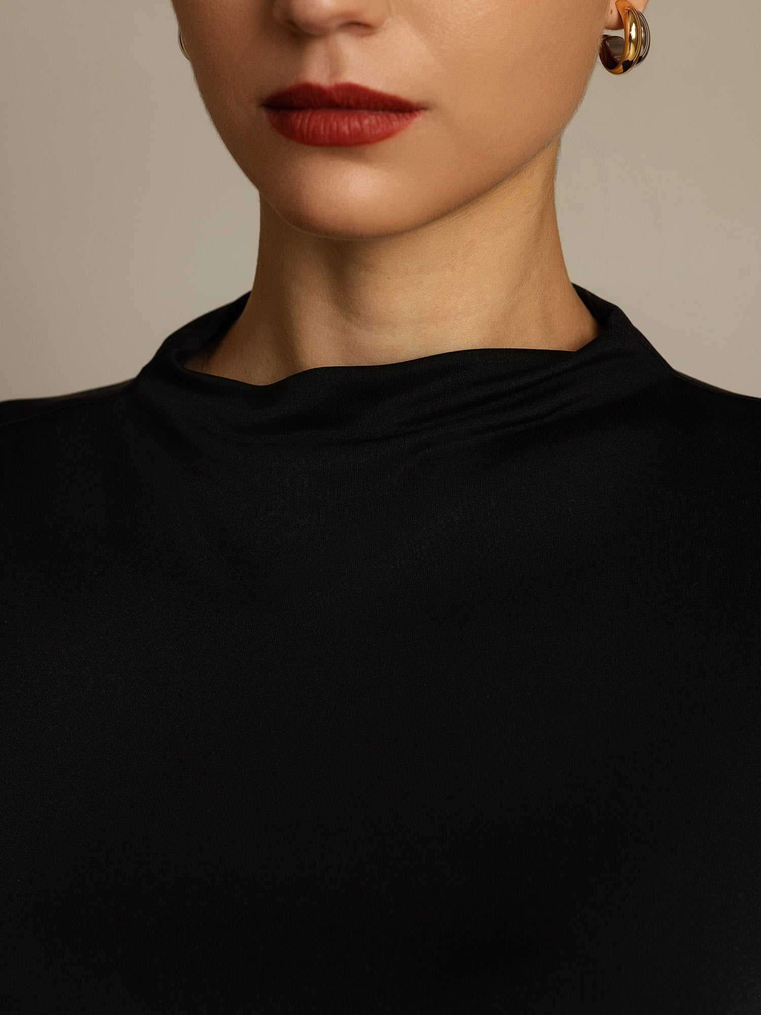 [Noir] SilkSilky-FR Soie Col Chemise Femme T-Shirt 004