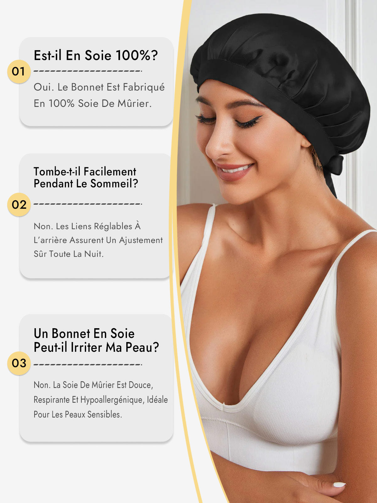 [Noir] SilkSilky-FR Bonnets de Nuit 005