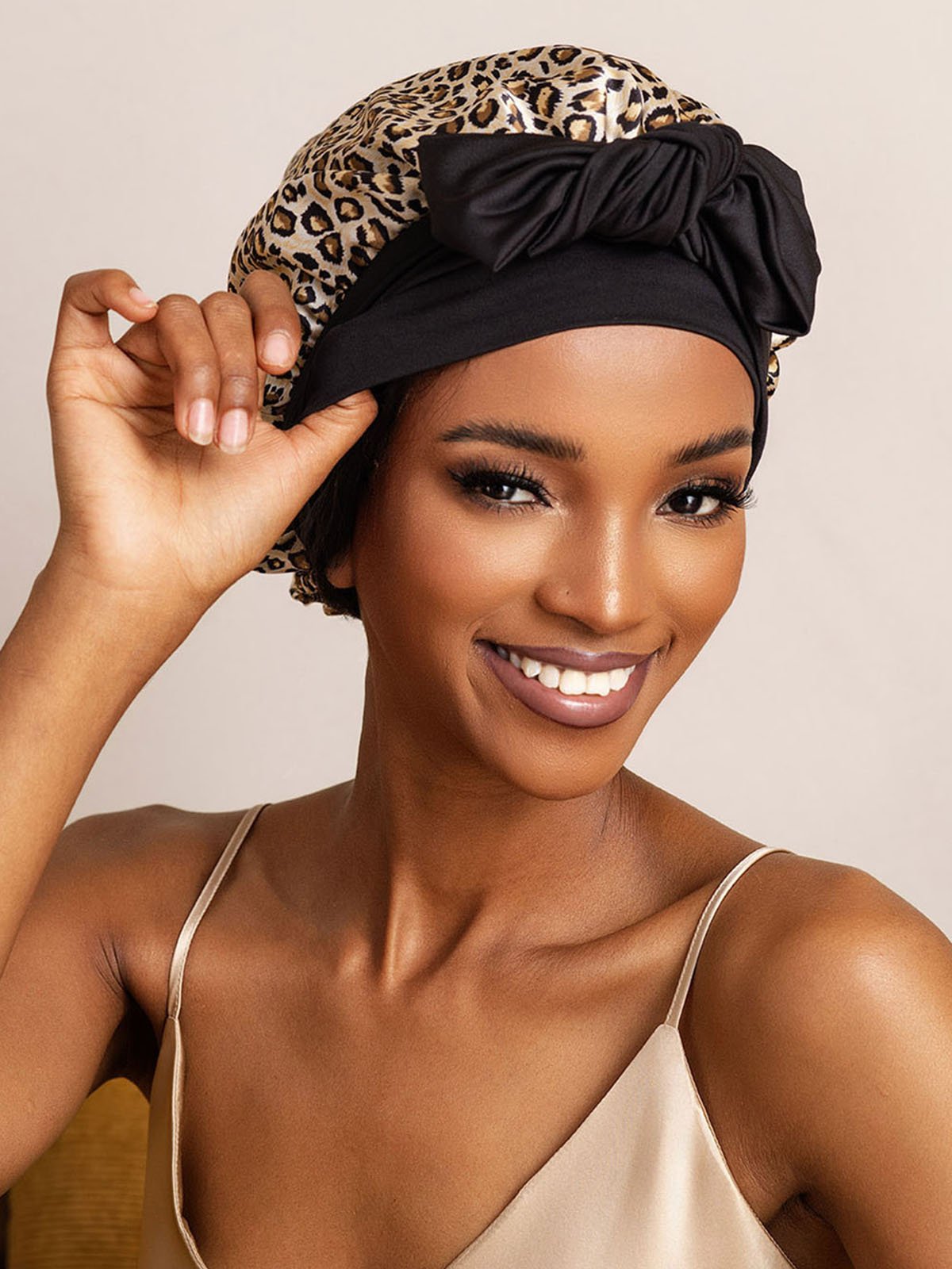 SilkSilky-FR Soie Sleep Cap Leopard 006