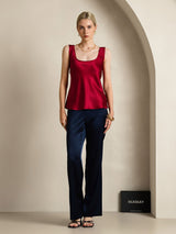 [Rouge Vineux] SilkSilky-FR Sleeveless Top À Fines Brides 006