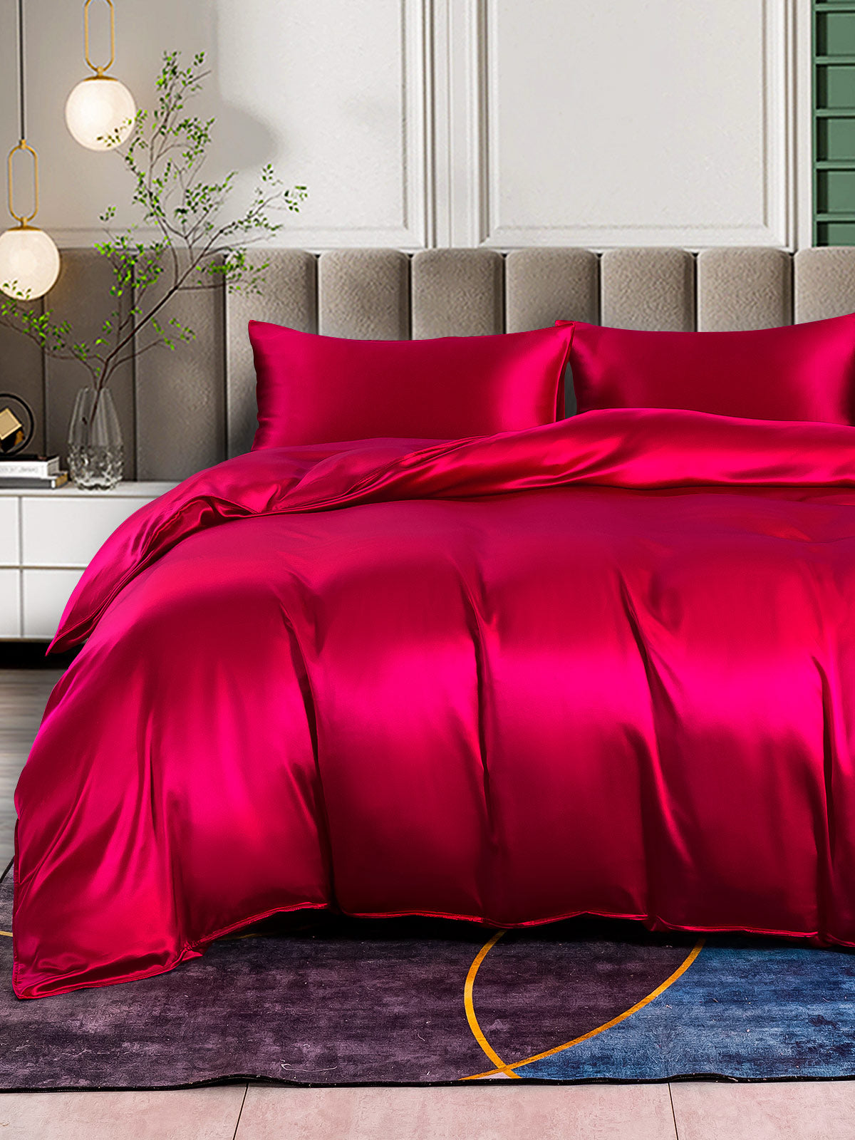 SilkSilky FR 25Momme Pure Soie Bedding Set RougeVineux 001