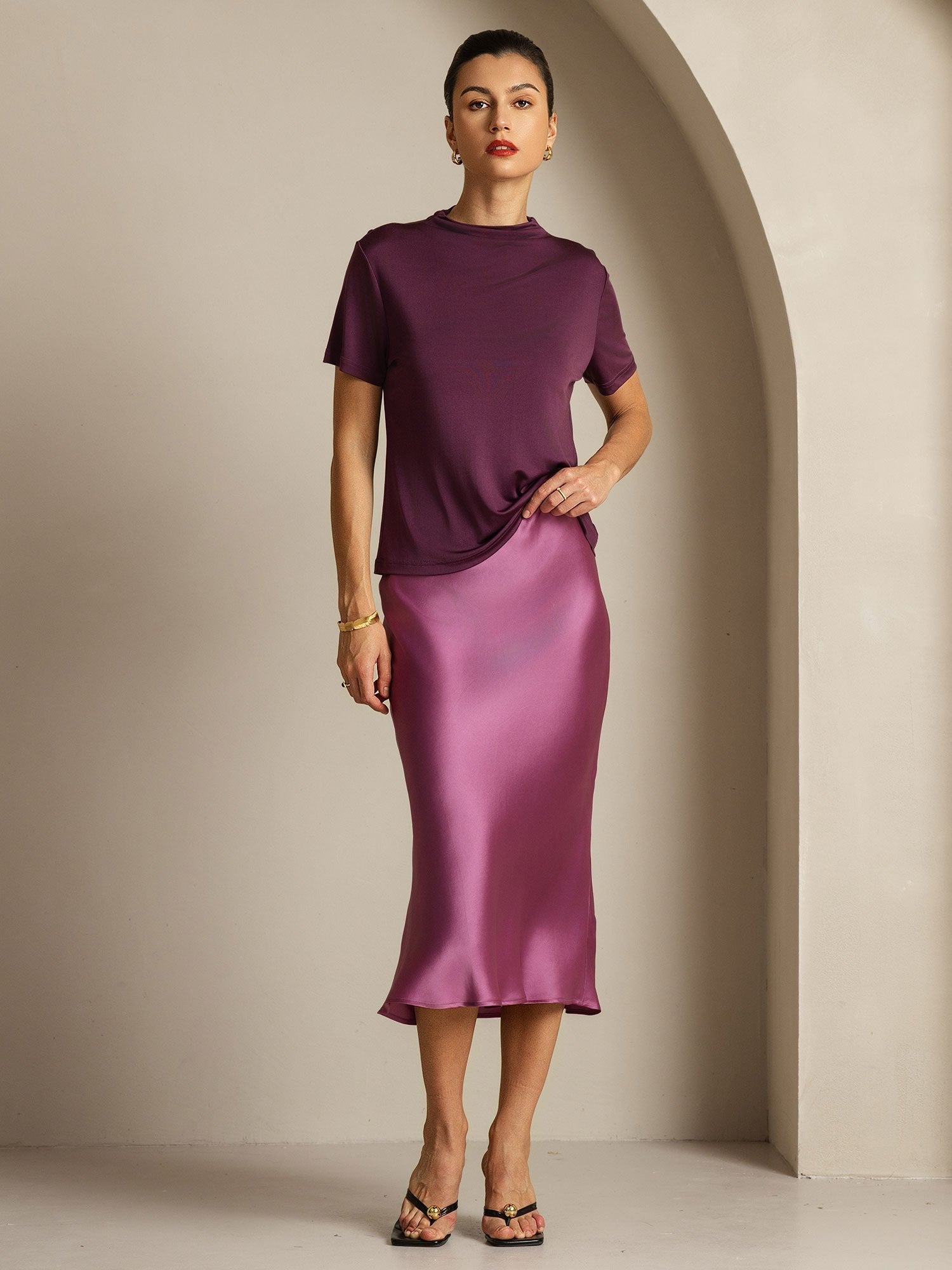 [Violette] SilkSilky-FR Soie Col Chemise Femme T-Shirt 007