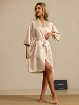 [Champagne] SilkSilky-FR 3/4 Sleeve Femme Peignoir 007