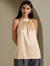 [Champagne] SilkSilky-FR Sleeveless Halter Femme T-Shirt 003