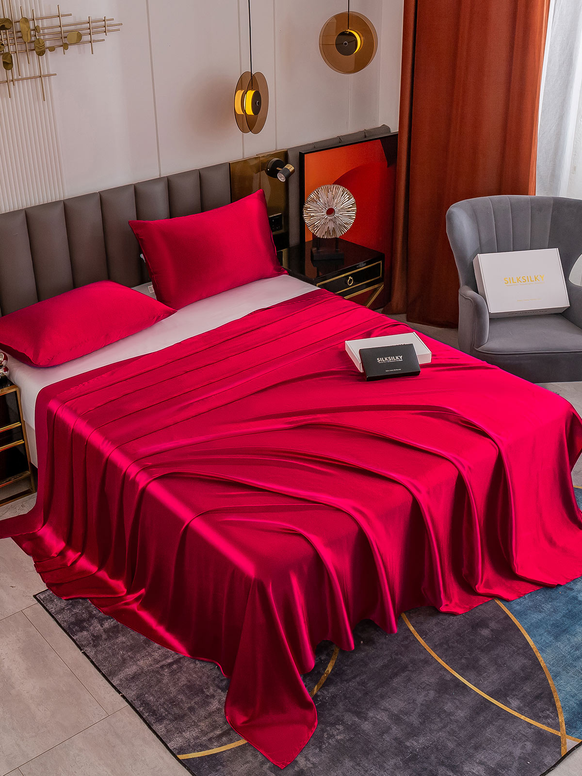 [Rouge Vineux] SilkSilky-FR 19Momme Pure Soie Bedding Set 001