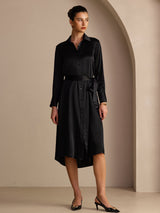 [Noir] SilkSilky-FR Long Sleeve Lapel Collar Robes 006
