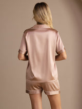 [Toscane] SilkSilky-FR Short Sleeve Lapel Collar Femme Pyjamas 002