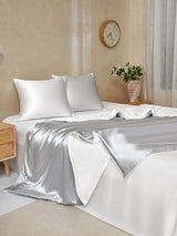 [GrisClair+Blanc] SilkSilky-FR Parure de Lit Soie 001