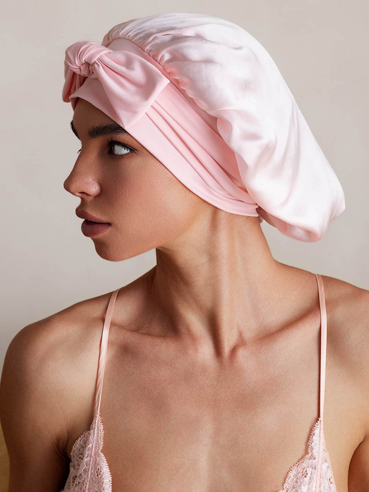 SilkSilky-FR Soie Sleep Cap RoseClair 002