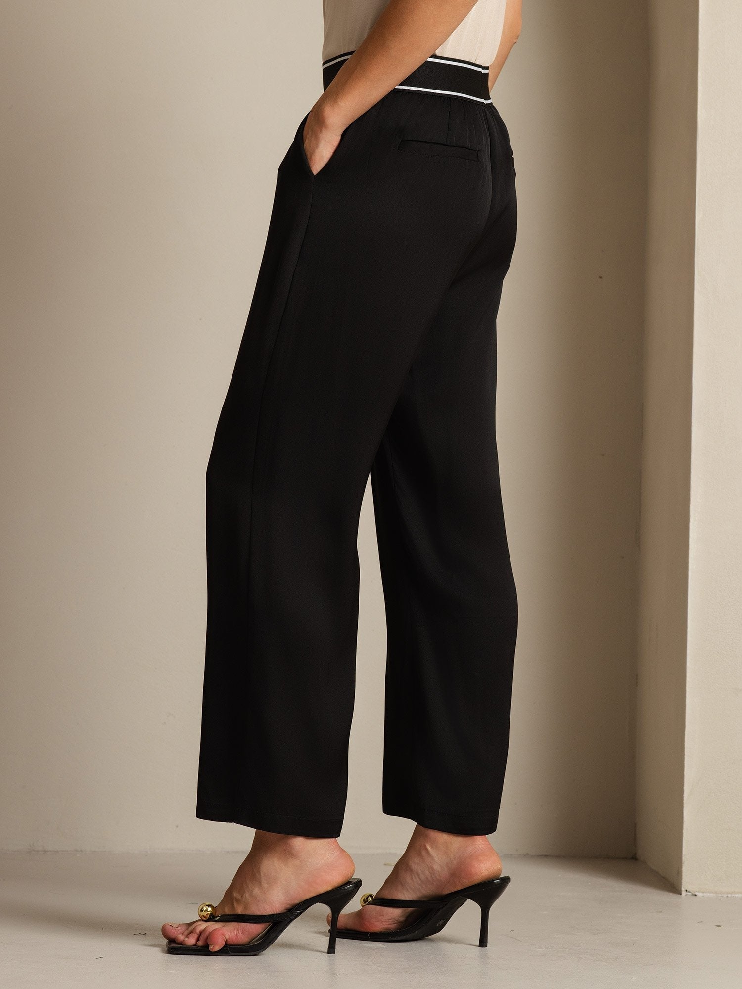 [Noir] SilkSilky-FR 22Momme Soie Womens Pants 003