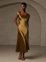 [Brun] SilkSilky-FR Cap Sleeve Robes 004
