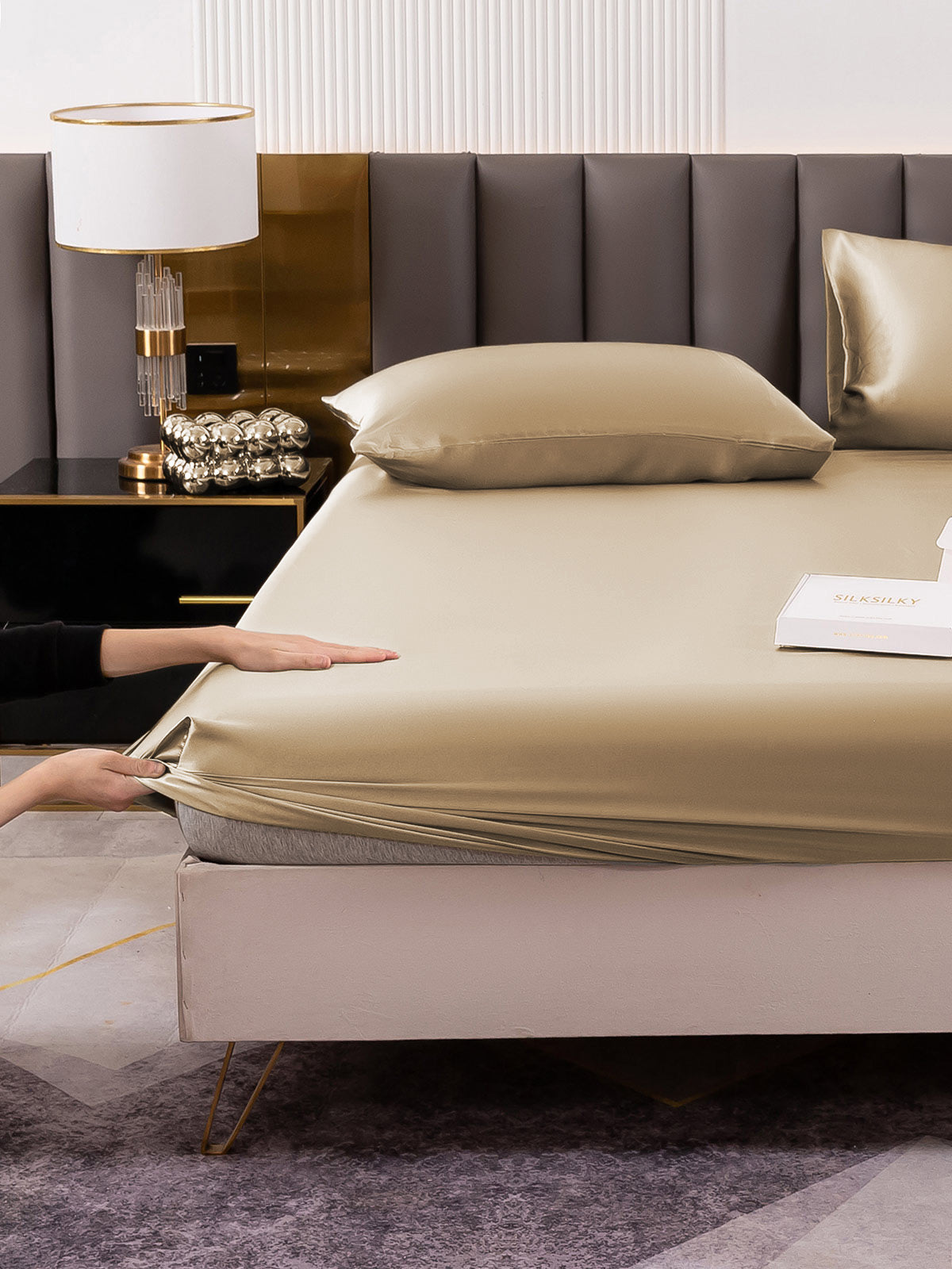 [Beige] SilkSilky-FR 19Momme Pure Soie Bedding Set 006